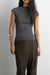 Knit mockneck top in medium heather grey — main image
