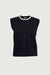 Pearl collar vest in black — main image