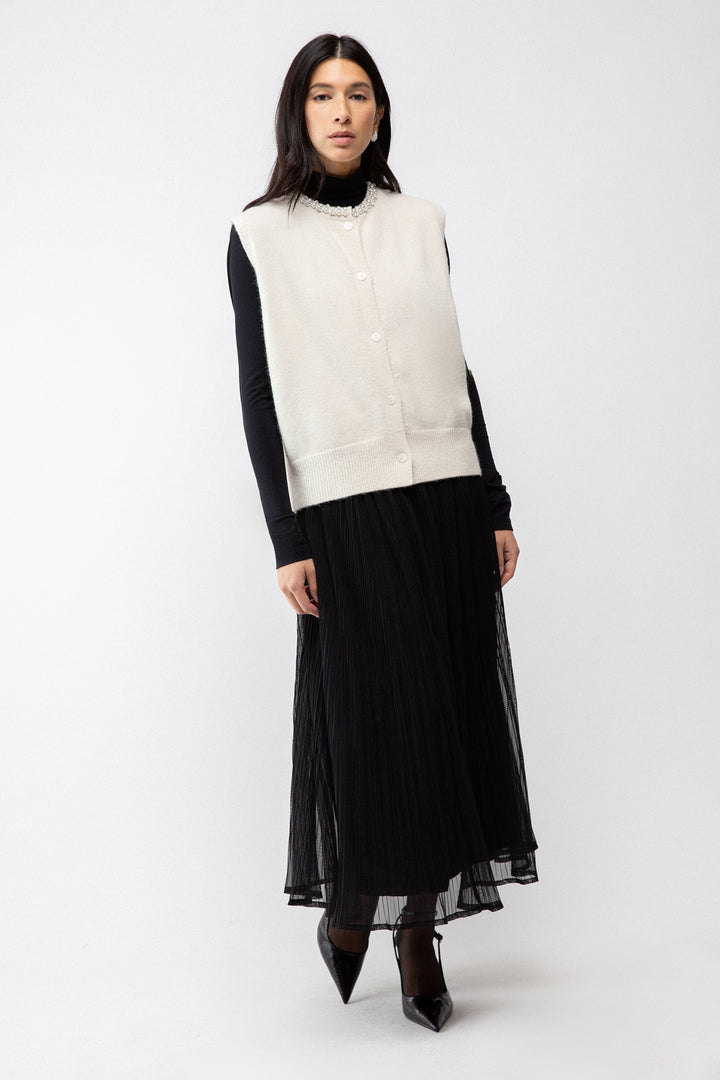 PEARL COLLAR VEST in Ivory — alternate angle