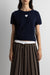 Short sleeve heart sweater in navy blue — main image