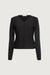 Button front peplum sweater in black — main image