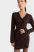 Button front peplum sweater in coffee bean — main image