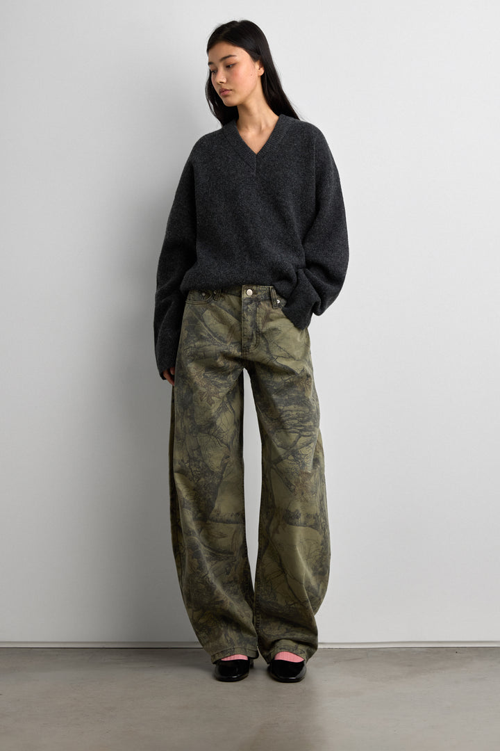 V-NECK SWEATER in Charcoal — alternate angle