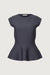 Thick ribbed peplum top in grisaille — main image