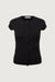 Cap sleeve button front sweater in black — main image