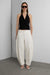 Knit cowl neck halter top in black — main image