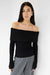 Ribbed off the shoulder sweater in black — main image