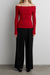 Ribbed off the shoulder sweater in crimson — main image