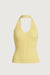 Ribbed knit halter tank top in lemonade — main image