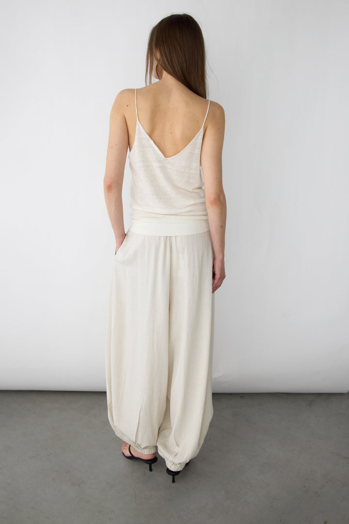 LINEN BLEND TANK TOP in Cream — alternate angle