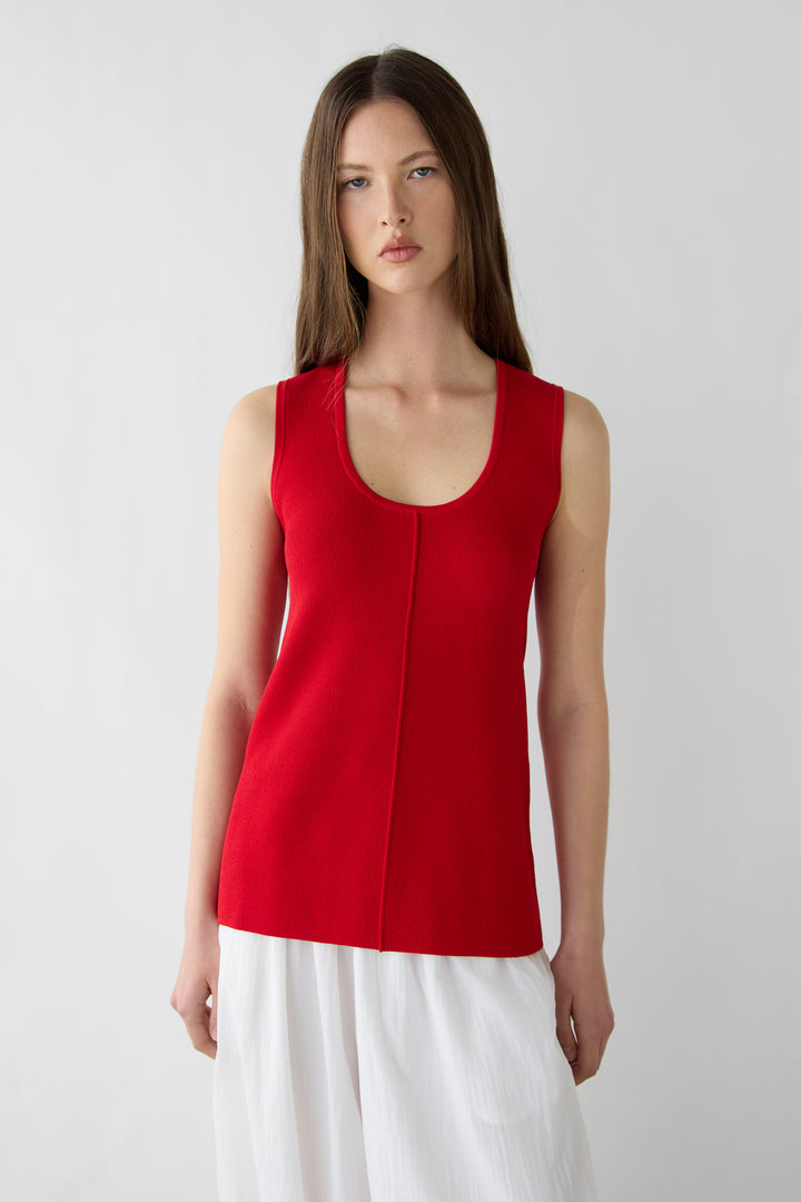 RELAXED FIT TUNIC TANK TOP in Cherry — alternate angle