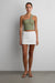 Knit one shoulder twist front tank in lichen green — main image