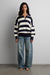 Striped rugby polo sweater in navy cream stripe — main image
