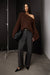 Oversized slouchy off the shoulder sweater in bitter chocolate — main image