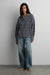 Striped polo sweater in heather grey stripe — main image
