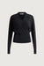 Draped wrap knit sweater in charcoal — main image