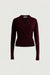 Draped wrap knit sweater in fig — main image