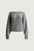 Wool-blend ribbed wide neckline sweater in medium heather grey — main image