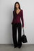 V-neck wrap sweater in fig — main image