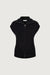 Ribbed knit mock neck zip-up sweater vest in black — main image
