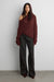 Slouchy off the shoulder knit hoodie in burgundy — main image