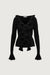 Ruffled v-neck sweater in black — main image