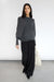 Asymmetrical sweater with cuffed sleeve in charcoal — main image