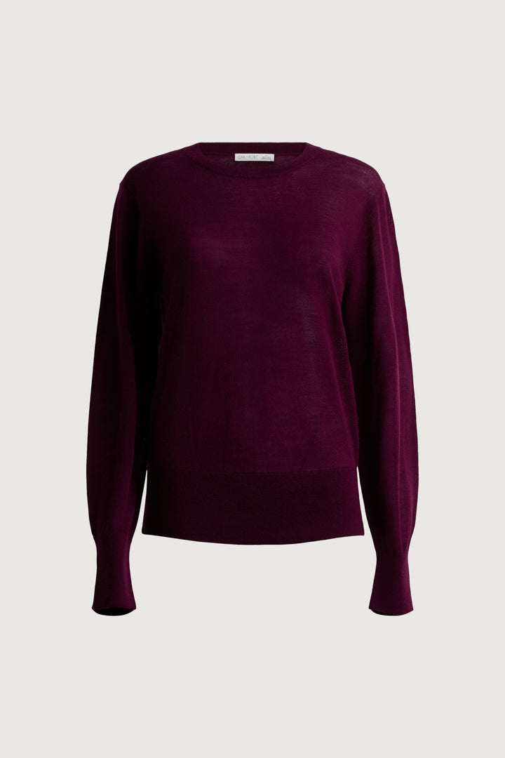 100% MERINO WOOL SWEATER in DARK FIG — alternate angle