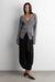 V-neck button front sweater with waist tie in heather lava smoke — main image