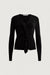 Ruffle v-neck sweater in black — main image
