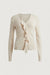 Ruffle v-neck sweater in cream — main image