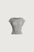 Asymmetrical off-shoulder knit top in gray — main image