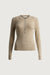Henley button-front long sleeve top in beige — main image