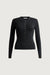 Henley button-front long sleeve top in charcoal — main image