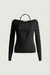 Halter neck layered long sleeve top in black — main image