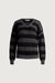 Wool blend striped v-neck sweater in charcoal — main image