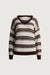 Wool blend striped v-neck sweater in ivory — main image