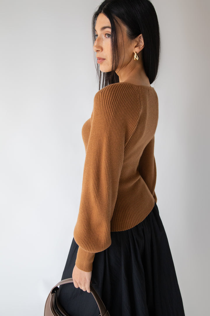 SQUARE NECK SWEATER in NUTHATCH — alternate angle