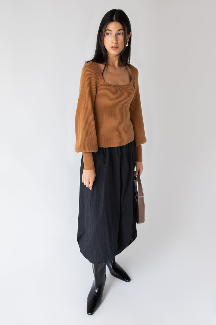 SQUARE NECK SWEATER in NUTHATCH — alternate angle
