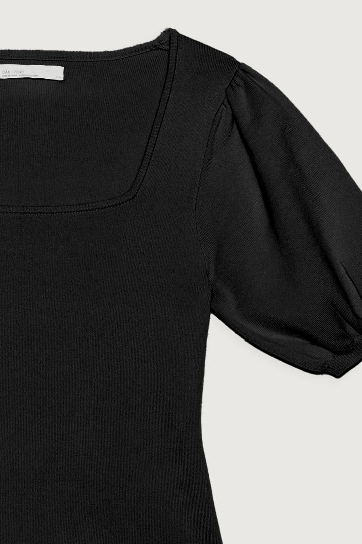 BUBBLE SLEEVE SWEATER in Black — alternate angle