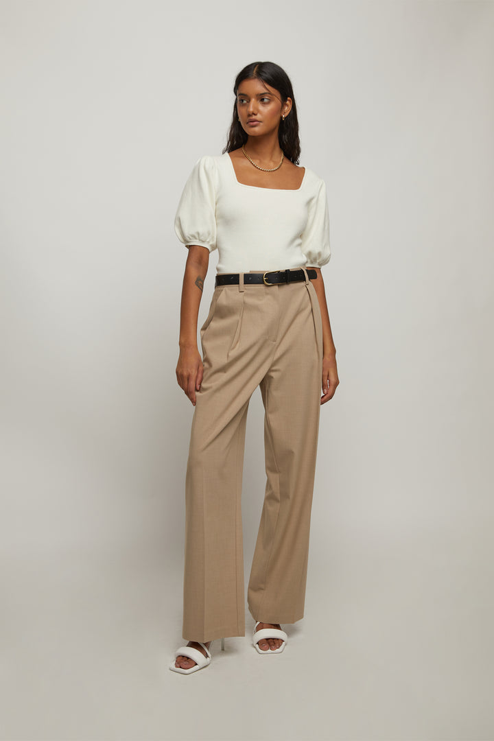 BUBBLE SLEEVE SWEATER in Cream — alternate angle