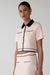 Cropped knit contrast trim top in pink rose black — main image