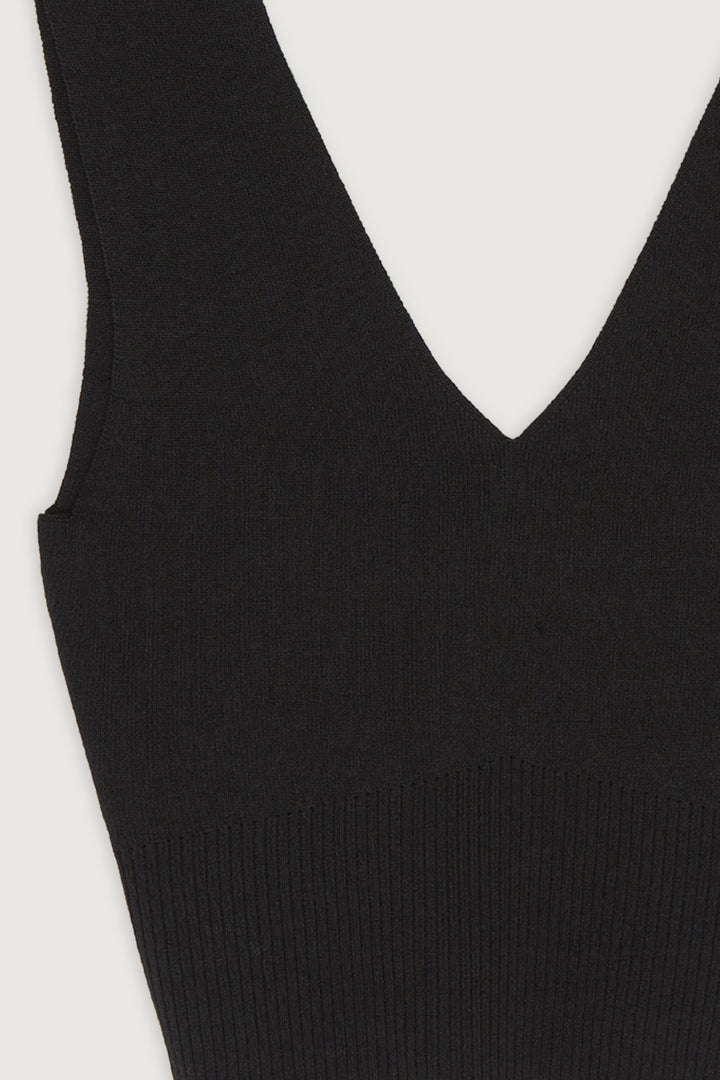 V-NECK SWEATER TANK in Black — alternate angle
