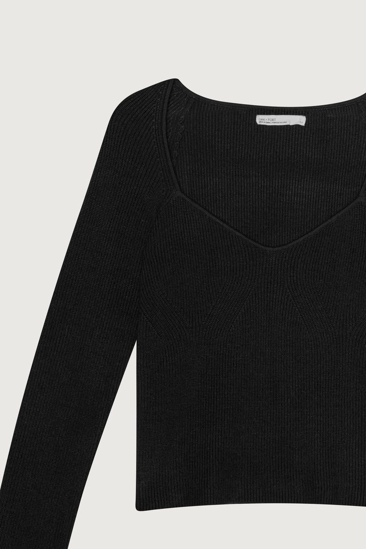 SWEETHEART NECKLINE TOP in Black — alternate angle