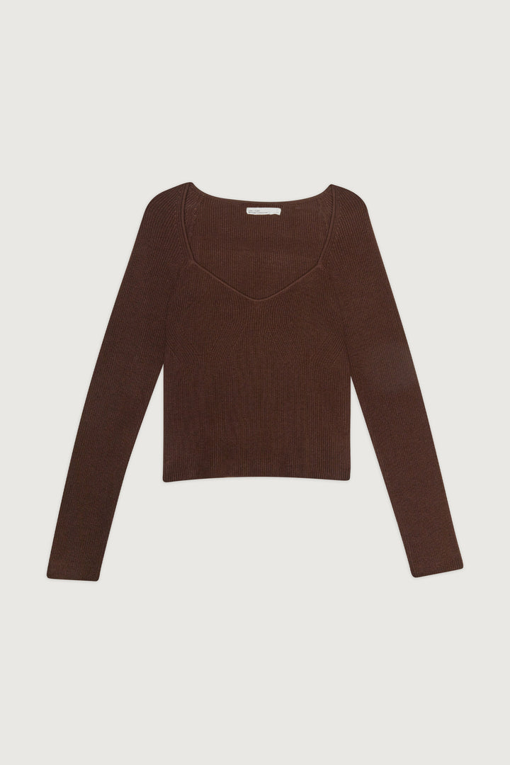 SWEETHEART NECKLINE TOP in French Roast — alternate angle