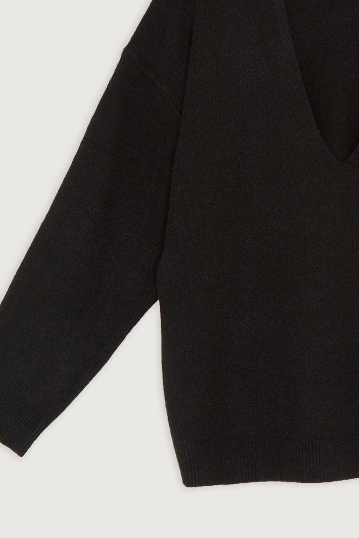 V-NECK SWEATER in Black — alternate angle