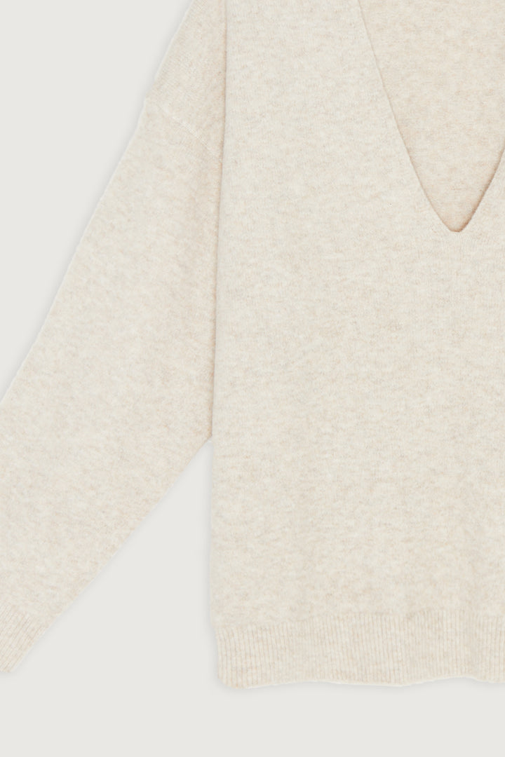 V-NECK SWEATER in Heather Whitecap Grey — alternate angle