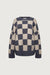 Checkered crewneck sweater in evening blue check — main image