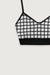 Knit bralette with grid pattern in black cream grid — main image