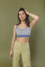 Knit bralette with grid pattern in classic blue cream grid — main image